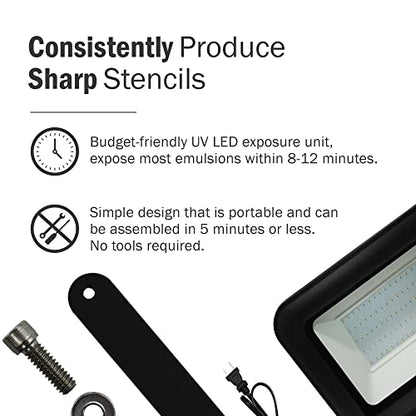 Screen Print Direct® Exposure Unit for Screen Printing - UV LED Light, 30W | Photo Emulsion Exposure LED Kit for Screen Printing Screens, UV Screen Printing Light w/ Adjustable Stand