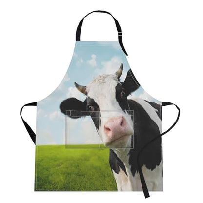 Britimes Apron with Pockets, 32x28 inch, for Women Men, Cow Green - color: Green