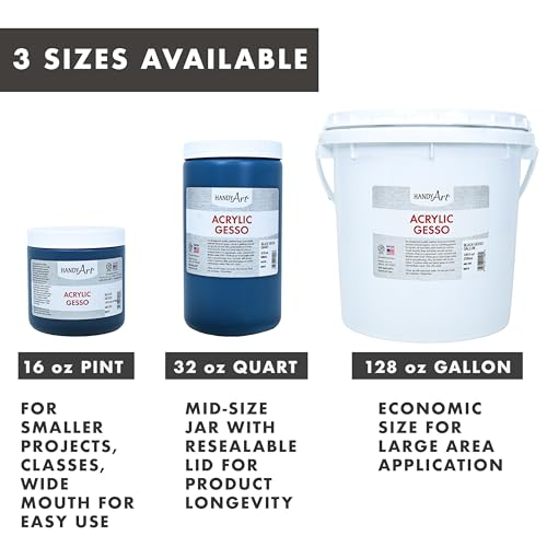 Handy Art Acrylic Gesso, 16 oz, Black, Primer for Canvas, Wood, & Artist Painting Surfaces, Enhances Acrylic Paint Adhesion, Low Viscosity, Thick Coverage, Certified Safe & AP Non-Toxic, Made in USA - color: Black Gesso, size: 16 Fl Oz (Pack of 1)