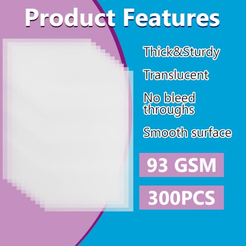 LANIAKEA 200 Sheets Translucent Vellum Paper 11x17 Vellum Tracing Paper Printable Transparent Printer Sheets for Invitations, Sketching & Drawing, Gift Box Liners - size: 11x17inch-200Sheets