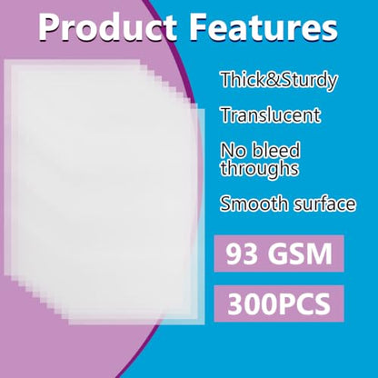 LANIAKEA 200 Sheets Translucent Vellum Paper 11x17 Vellum Tracing Paper Printable Transparent Printer Sheets for Invitations, Sketching & Drawing, Gift Box Liners - size: 11x17inch-200Sheets