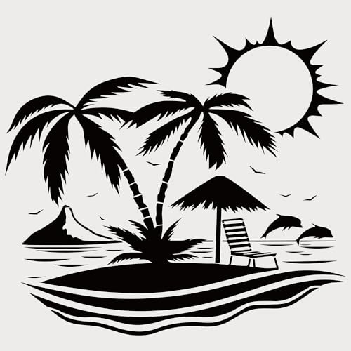 4 pcs Belamour Summer Beach Stencils for Painting on Wood, Canvas, Walls, Floors, Fabrics and Furniture, Paint Beach Wood Signs, DIY Home Decor, 2 PCS Reusable Plastic Stencil（12In x 12In） - color: 2 PCS