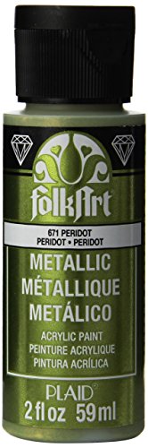 FolkArt Metallic Acrylic Paint in Assorted Colors (2 Ounce), 671 Peridot - color: Peridot, size: 2 Fl Oz (Pack of 1)