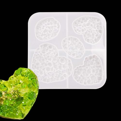 Crystal Stones Pendant Resin Molds, 5-Cavity Necklace Jewelry Silicone Molds for Epoxy Resin, DIY Casting Craft Mold for Keychain Jewelry Making