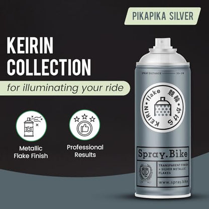 Spray.Bike Keirin Flake Finishing Coat - Pikapika Silver, 400ml | Metal Flake Spray Paint Coating | Glitter Spray Paint Topcoat for Steel, Aluminum - color: Flake Silver