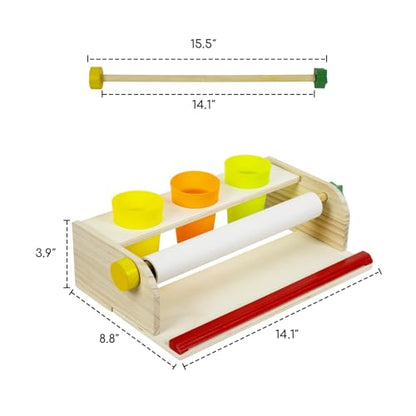 Kids Art Easel Paper Roll Dispenser, Wooden Tabletop Design, 2 Packs White Bond Paper, Portable Drawing Station