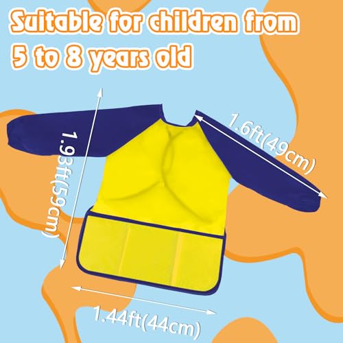 Zkptops Kid Art Smocks Waterproof Kids Painting Aprons Toddler Art Smock Kids Paint Smock with Long Sleeve 3 Roomy Pockets for Age 3-7 Years(Yellow) - color: Y 1 Pack Yellow