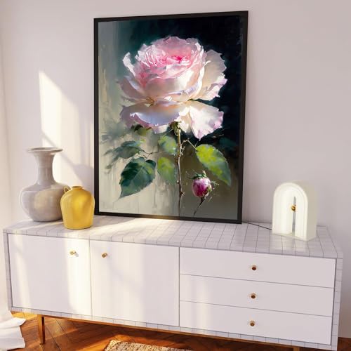 xackcme Rose Paint by Numbers for Adults, Flower Paint by Number on Canvas - color: MT12365