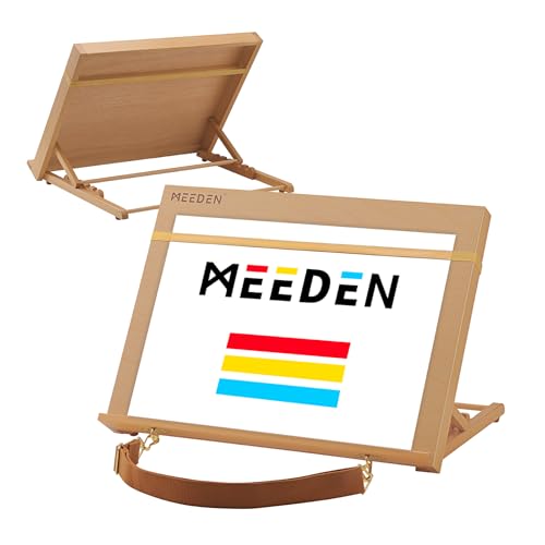 MEEDEN A3 Wooden Tabletop Easel for Painting, 5-Position Adjustable Drawing & Sketching Board with Shoulder Strap, Portable Beechwood Desktop Art Easel Stand for Adults, Artists, Beginners & Student - size: A3（18 1/2 L * 14 1/4W）