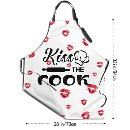 Imiss Waterproof Stain-Resistant Cooking Chef Aprons for Grill BBQ Baking 27 X 31 Inch - color: Kiss the Cook