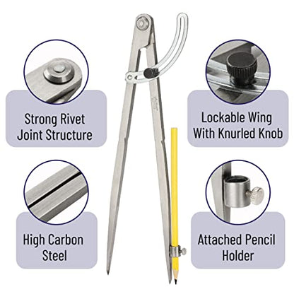 Mr. Pen- Professional Compass for Woodworking, Compass with Wing