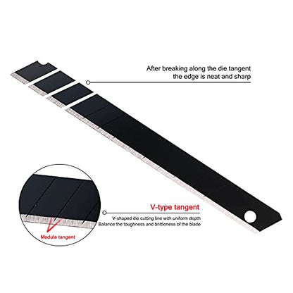 FOSHIO 100PCS 60 Degree Carbon Steel Snap Off Blades 9mm for Box Cutters Utility Knife Universal Art Knife Replacement Black Blades - color: Red - 60 Degree Blades