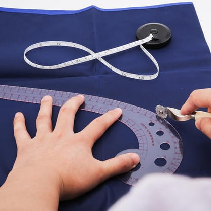 3pcs Clothing Patterning Ruler Sew French Curve Ruler Metric Shaped Plastic Sewing Tools Include Curve/Triangular Rule Tracing Wheel for Beginners Tailors Designers (3pcs)