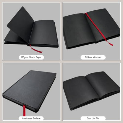 XIAMUY A5 Black Paper Notebook For Sketch, Writing, Drawing, Memo, Diary