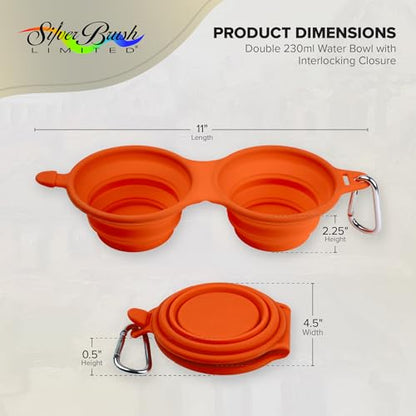Silver Brush Limited Silver Essentials Paintbrush Water Bowl, 230ml/7.8oz | 2 Pack, Watercolor, Watermedia, Plein Air, Folds Into A Pouch, Reusable Artist Water Cup, Leak-proof, Silicone, Easy to Clean - size: Double 230ml