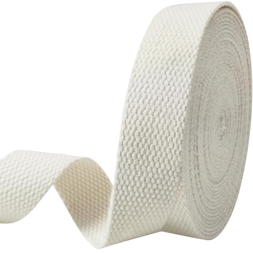Heavy‑Duty Cotton Webbing Strap 1''x6yds Ivory White for Bags | 2mm thick webbing for dog collars, backpack, bag handles, apron straps, slings, sewing repairs & DIY craft projects. - color: Ivory