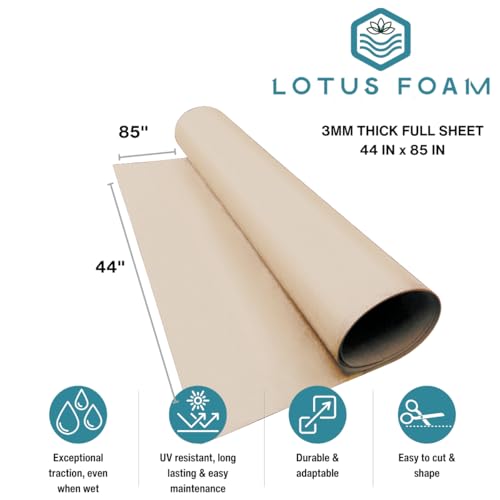 LotusFoam EVA Foam Sheet 3mm – 44"x 85" Craft Foam for Cosplay, Costumes & DIY, High Density 130 kg/m3, Heat Shapeable, Paintable, 35 Colors (Sandstone) - Sandstone - color: Sandstone