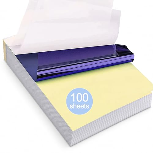 Tattoo Transfer Paper 100 Sheets A4 Size Tattoo Stencil Paper | For Thermal Copier & Hand Tracing, 4 Layers Tattoo Tracing Transfer Paper for Artists, Studios, Apprentices & Beginners - size: A4 size/100 sheets