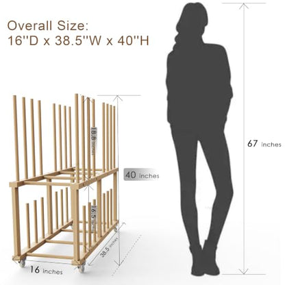 Art Storage Rack, Art Canvas Storage, Art Drying Rack, Canvas Boards Rack Art Storage with Handle & Caster Wheels for Drawing Board, Panel, Paper Pad for - size: 16"D x 38.5"W x 39.5"H