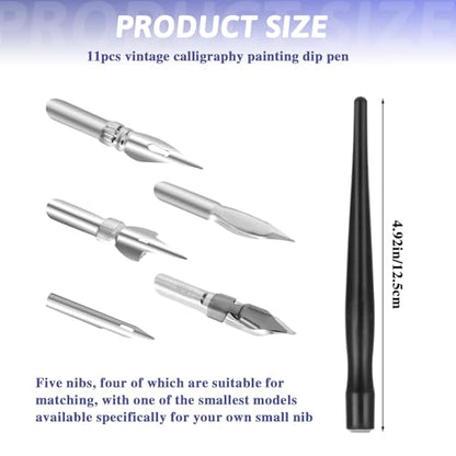 Oblique Calligraphy Pens Dip Set, Comic Pen Nib Set, Fluid Writer Pen, Calligraphy Dip Pen and Nibs Set Drawing with 5pcs Stainless Steel Pen Nibs Replacement Nibs Nib for Writing, Painting, Signing - color: black（6pcs）