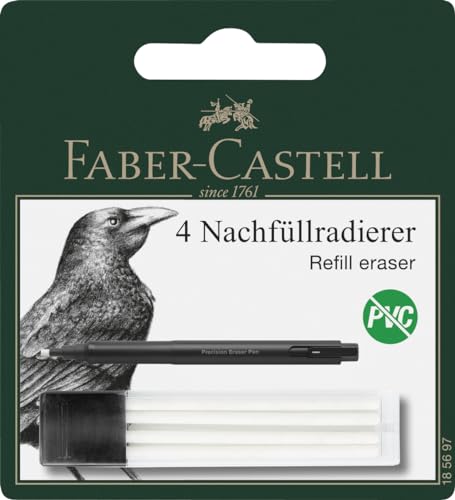 Faber-Castell - Replacement Eraser Precision Eraser Pen | 4 refill erasers for eraser pen for precise removal of pencil lines - style: 4 replacement erasers