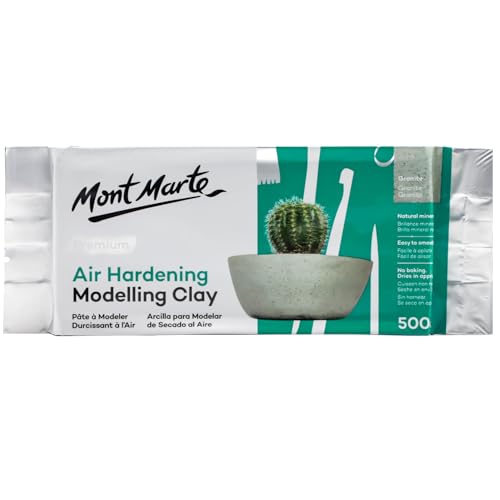 Mont Marte Air Hardening Modelling Clay 1.1lb (500g) in Granite, Stone Colored Clay for Sculpting, Subtle Shimmer Effect, Ideal for Professional Modelling and Crafts - color: Granite, size: 500g - 1 Pack