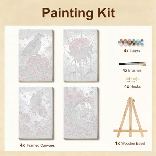 Gemozaic 4 Pack Gothic Paint by Numbers Kit for Adults with Frame & Easel - color: BKH2790-BKH2793