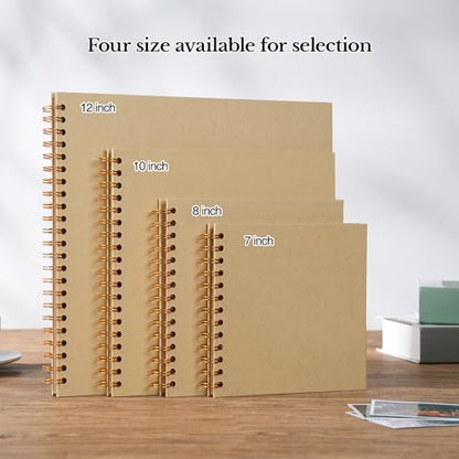 potricher 8 x 8 Inch DIY Scrapbook Album 40 Pages with Kraft Paper, Yellow - color: Yellow, size: 8 Inch 40 Pages