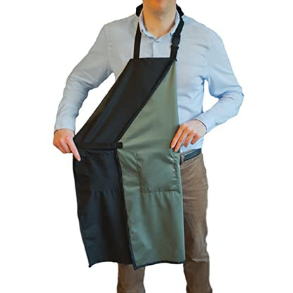 Waterproof Aprons For Men and Women with Pockets | 35" Long Work Aprons for Dishwashing, Dog Grooming, Cleaning - Plastic Dishwasher Apron - Water Resistant Kitchen Apron - color: Black