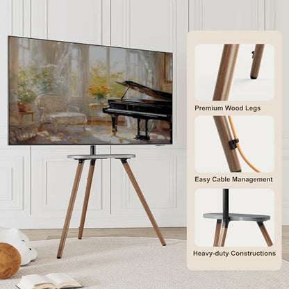 Tripod TV Stand for 43-65" TVs, Swivel, Black Walnut - color: Black, size: 43–65 Inch TVs