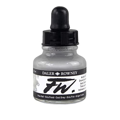 Daler-Rowney FW Acrylic Ink Bottle Cool Grey - Versatile Acrylic Drawing Ink for Artists and Students - Permanent Calligraphy Ink - Archival Ink for Illustrating and More - color: Cool Grey (053)