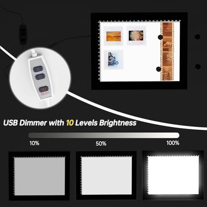 Magnetic Slide Viewer 8”x6” Light 5600K Ultra-Thin 10 Levels Adjustable Brightness Backlight for Slides and 35mm Film Negative Scanning - color: 8"x6" Magnetic Version