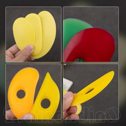 Framendino, 7 Pack Soft Rubber Rib Silicone Ceramics Tools Smooths Shapes Sculpting Pottery Clay Tool for DIY (Yellow)