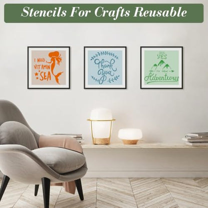 Motivational Stencils for Crafts Reusable 12Pcs Stencils(7.8X7.8 Inch) - color: Motivational