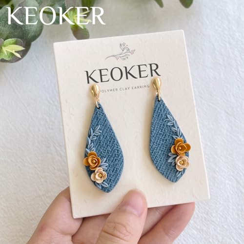 KEOKER Polymer Clay Texture Roller, Texture Roller for Polymer Clay, Polymer Clay Roller for Making Earrings,Like Polymer Clay Texture Sheets, Great Work with Polymer Clay Cutters (Denim Fabric) - color: Denim Fabric