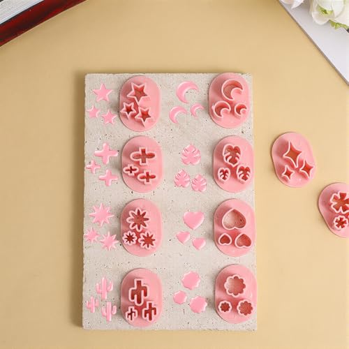 10 PCS Polymer Clay Cutters, Flower Petal Clay Cutter for Earrings Making 10 Shapes Floral Leaf Heart Moon Clay Molds DIY Jewelry Tools