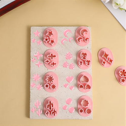 10 PCS Polymer Clay Cutters, Flower Petal Clay Cutter for Earrings Making 10 Shapes Floral Leaf Heart Moon Clay Molds DIY Jewelry Tools