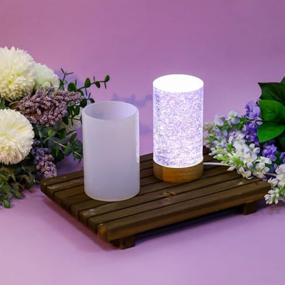 Honoson Light Resin Silicone Mold Set, Include Resin Mold and USB Powered Wooden Lighted Base Stand for DIY Table Candle Desktop Lamp Ornaments(2.5 x 4 Inches,Cylinder) - size: 2.5 x 4 Inches, style: Cylinder