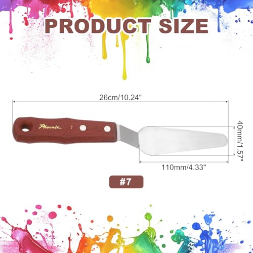 MECCANIXITY Pack of 1 Large Palette Knife No.7, 10.2" Long Palette Knives with Stainless Steel Flexible Spatula Pallet Knife and Wood Handle for Scraping, Mixing, Oil Acrylic Painting Canvas - style: No.7