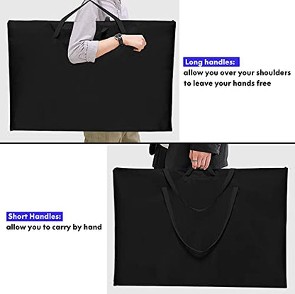 ZKOO 24 x 36 Inch Art Portfolio Bag, Large Size Art Case Light Weight Waterproof Poster Board Storage Bag, Studio Portfolio Tote for Artwork, Poster, Sketch Drawing, Canvas (Black, 2 Pack) - size: 24*36in Black-2PACK
