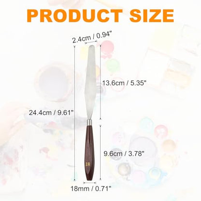 HARFINGTON Palette Knife Painting Tool 5.35x0.94 Stainless Steel Red/Silver | Art Spatula, Pallet Knives Scrapers Tools, with Beech Wood Handle, for Acrylic Oil Canvas Mixing Spreading