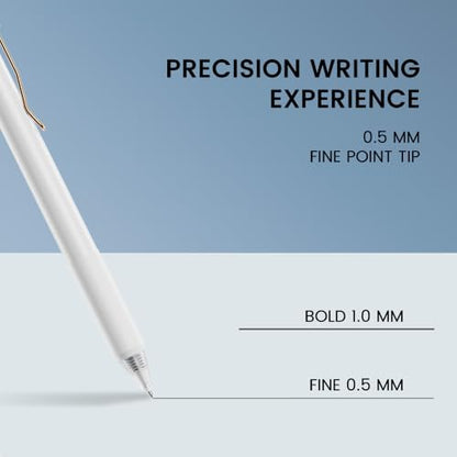 BIYUNRO Gel Pens - Black Ink 4pcs 0.5 mm Fine Point Smooth Writing Pen, Office School Supplies (White) - color: White