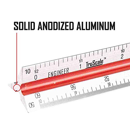 Triangular Engineering Scale Aluminum Ruler - Architects and Engineers, 12"