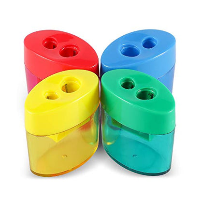 KIDMEN 2-Hole Pencil Sharpener - Handheld, 12 Pack for Kids