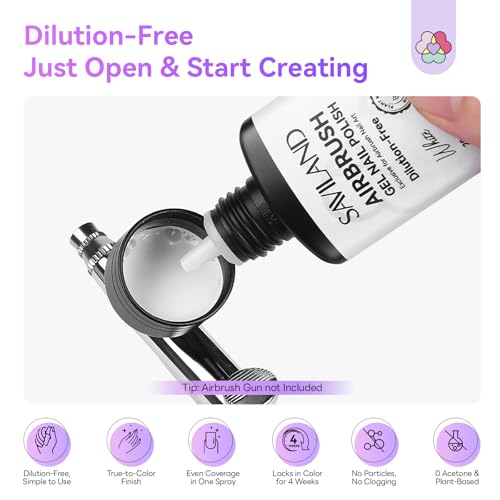 SAVILAND Dilution-Free Airbrush Gel Nail Polish: 6PCS 20ml White Pink Nude Airbrush Paint for Nails 0-Acetone Non-Toxic Airbrush for Nails Gel 28 Days Lasting for Ombre French Nail Art Party - color: Pink Nude