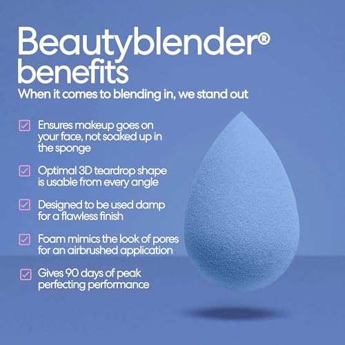 Beautyblender Denim Makeup Sponge, Streak-Free Finish, Vegan | Super-soft blending foam for foundations, powders & creams, reusable & washable, vegan & cruelty-free, made in USA - color: Denim (Limited-Edition)