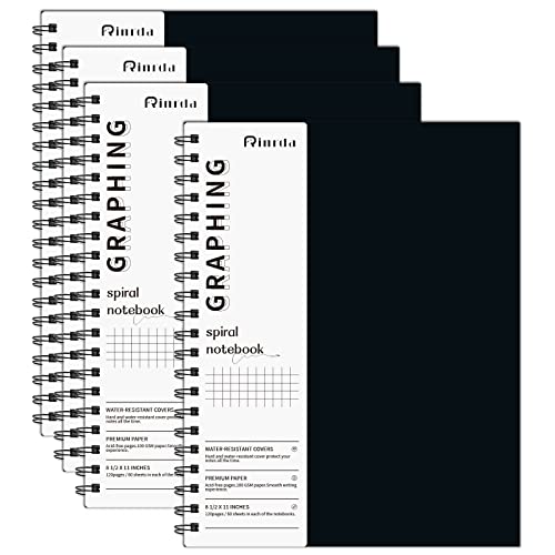 Graph Paper Notebook Spiral Notebook 8.5" x 11"-4 Pack Grid Paper Notebook Graph notebook Engineering notebook 120 Pages 100 GSM Thick Graphing Paper Notebook Hardcover Journal for School, | 4 Pack Grid Paper Notebook Graph notebook Engineering notebook T