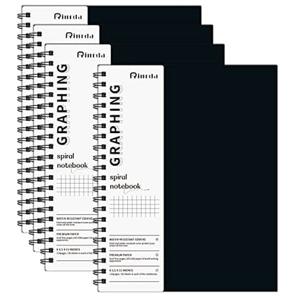 Graph Paper Notebook Spiral Notebook 8.5" x 11"-4 Pack Grid Paper Notebook Graph notebook Engineering notebook 120 Pages 100 GSM Thick Graphing Paper Notebook Hardcover Journal for School, | 4 Pack Grid Paper Notebook Graph notebook Engineering notebook T