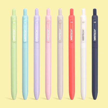 WRITECH Gel Pens Fine Point: 0.5mm Multicolor Ink Silent Click Pen 8ct - color: Multicolor-8ct
