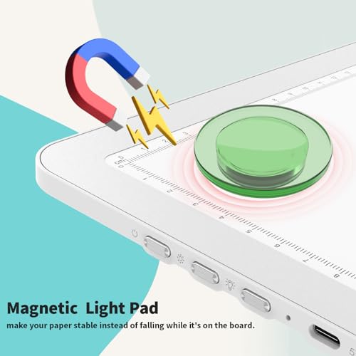 Elice Rechargeable A4 Light Pad with Carry Bag, Magnetic LED Light Board with Physical Button, Super Bright Diamond Art Light Pad, Ultra-Thin Light Box for Tracing, Weeding, Diamond Painting -White - color: White, size: A4 with Carry Bag